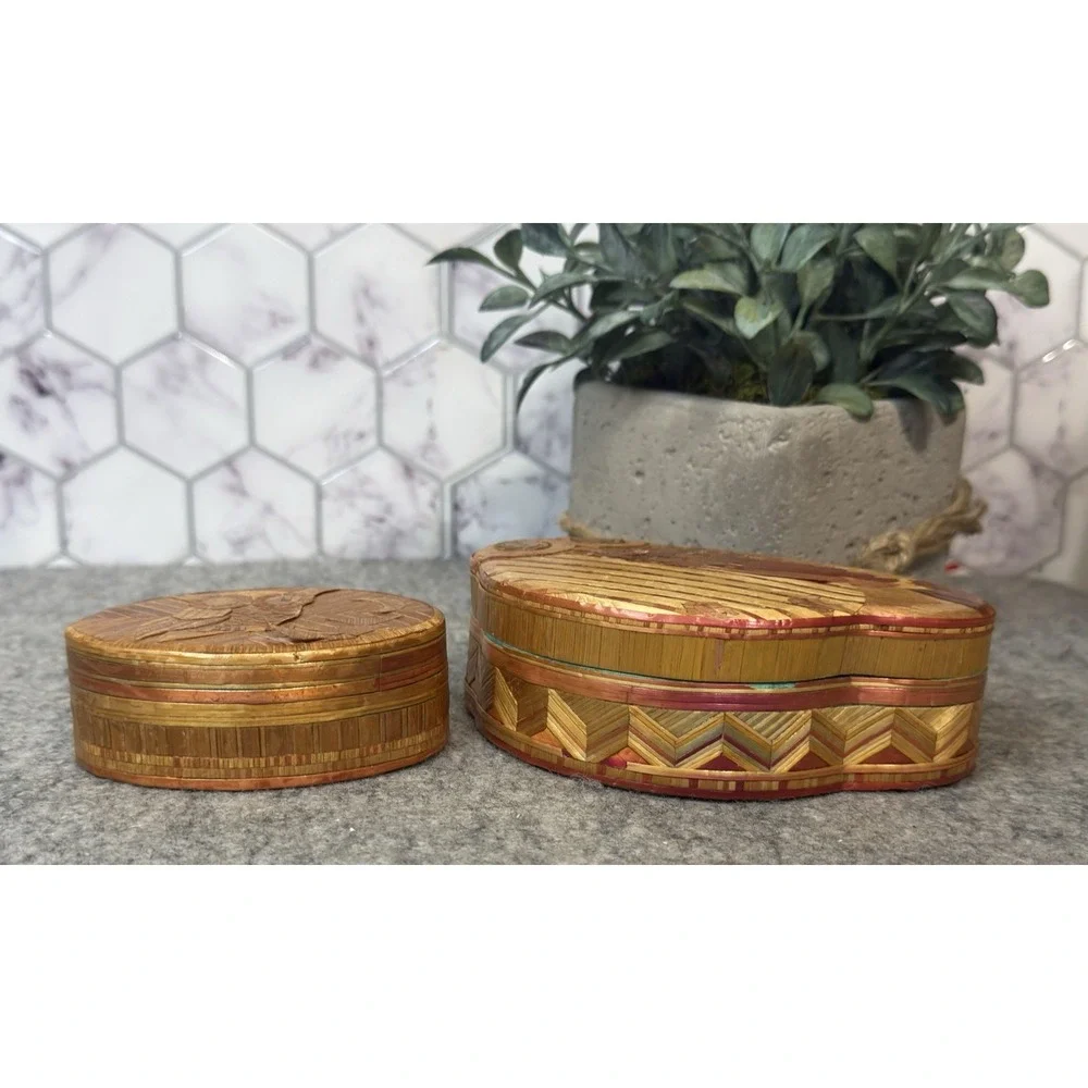 Two Unique Beautiful Owl Boxes - Chinese HandCraft